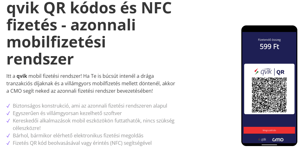 Qvik QR kódos azonnali fizetés